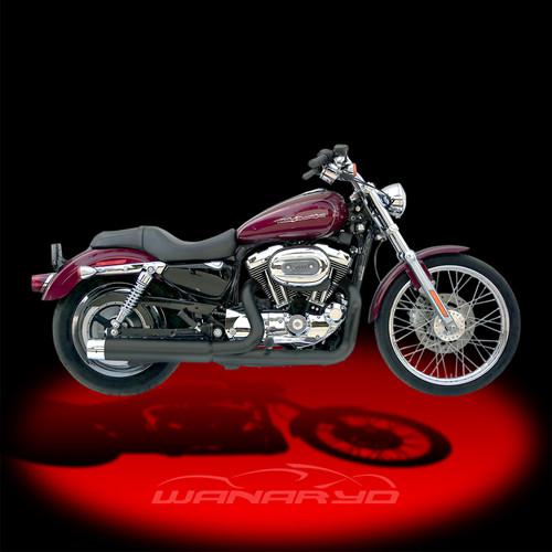 Caliber powerflow 2-into-1 exhaust systems,black for 2004-2013 harley sportster