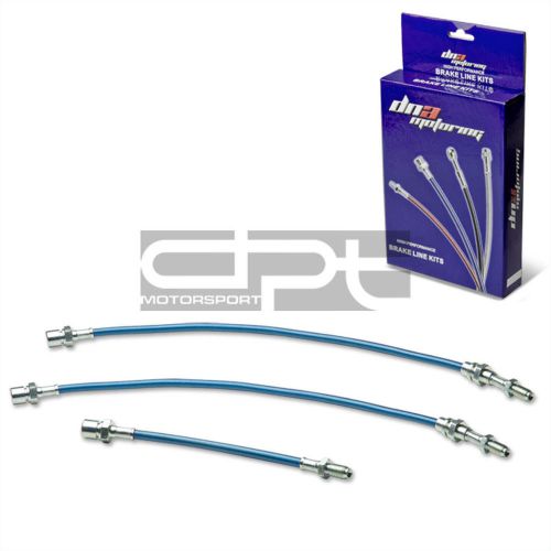 Ae86 sr5 replacement front/rear stainless hose blue pvc coated brake lines kit