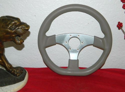 Tazio - tan/taupe 3 spoke flat bottom - steering wheel - made in italy - t921151