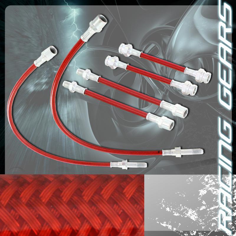 93-98 volkswagen golf gti jetta red front+rear stainless steel hose brake line