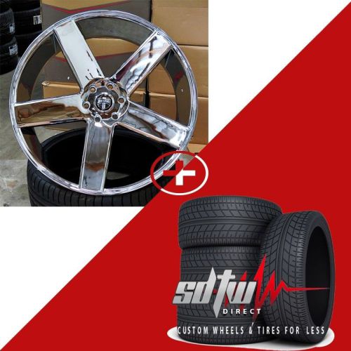 26&#034; dub baller s115 chrome wheels w tires fits chevy gmc 1500 yukon sierra ford