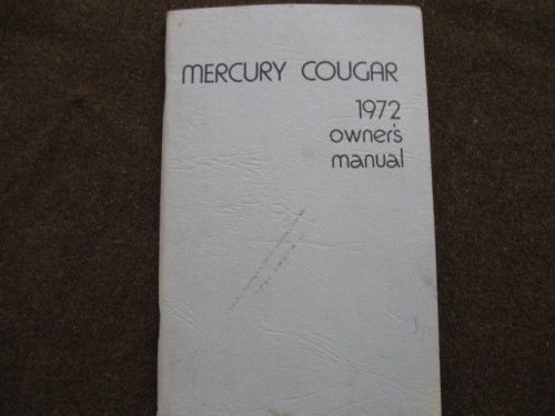 Mercury cougar 1972 owners manual