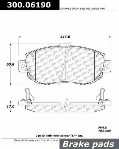 Centric 300.06190 brake pad or shoe, front-premium semi-met pads w/shims