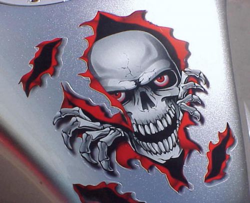 Red skull decal graphic for motorcycles