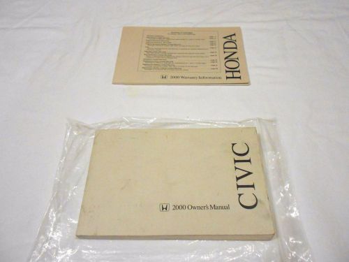 2000 honda civic sedan owner manual &amp; warranty information book - 2 piece set