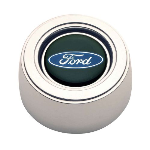 Gt performance products gt3 horn button ford blue oval polished p/n 11-1521