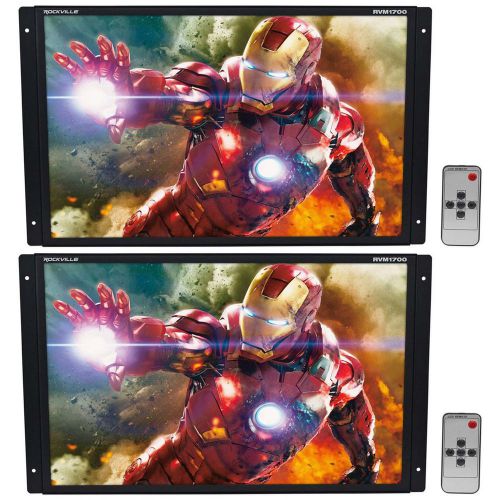 (2) rockville rvm1700 17&#034; car lcd custom install screen monitors hdmi+vga