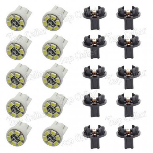 10pcs white 6 led dashboard instrument panel indicator light bulb 13mm socket