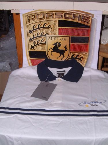 Porsche design men&#039;s nos 2004 supercup polo shirt in white. usa xxl = euro xxxl.