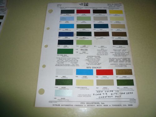 1973 plymouth ditzler ppg color chip paint sample - barracuda fury valiant