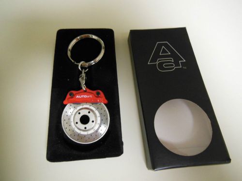 Autoart brake disc key chain - silver &amp; red - brand new in box