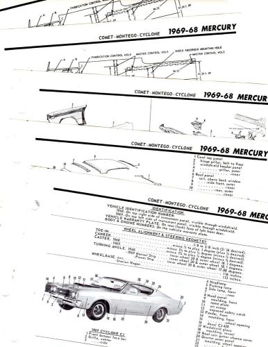 1968 1969 mercury comet cyclone montego motor&#039;s original body illustrations m