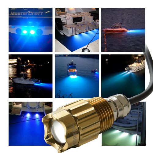 Blue 3 led 1/2&#034; npt underwater boat drain plug light with connector for fishing