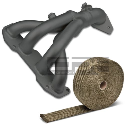 Fits 02-06 sentra b15 spec v stainless black exhaust header+titanium heat wrap