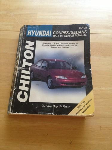 Chilton 1994 - 1998 repair manual book hyundai coupes/sedans #32102