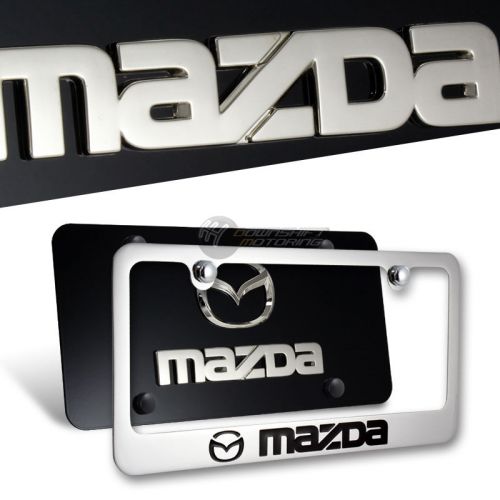 2pcs mazda 3 6 gloss black stainless steel license plate frame - front &amp; back