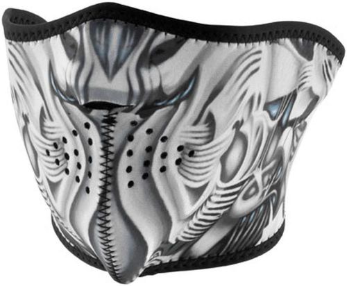 New zan headgear biomechanical adult neoprene half-mask, white/black, one size