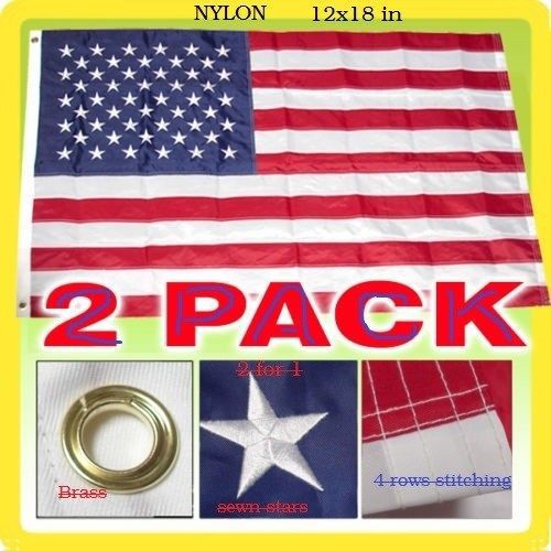 2 pack 12x18 inch yacht sail usa  american boat flag  embroidered sewn bogo new