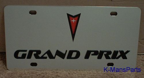 Pontiac emblem grand prix stainless steel vanity license plate tag