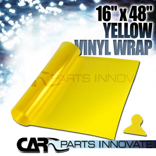 Yellow protect vinyl film tint 16&#034; x 48&#034; headlight taillight fog wrap roll