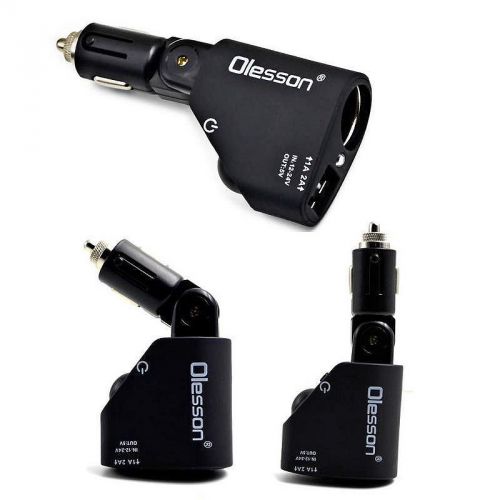 3.1a dual usb port car charger 1 dc auto car lighter cigarette socket / bk