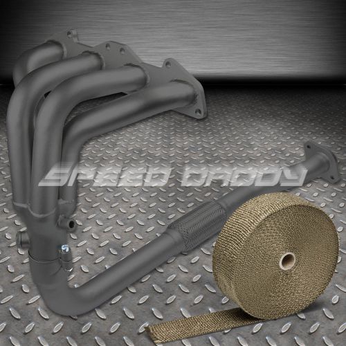 4-1 stainless black racing header for eclipse/talon non-turbo+titanium heat wrap