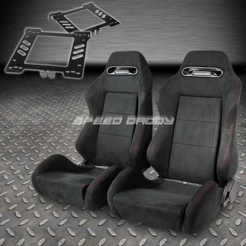 Pair type-r full reclining black suede racing seat+bracket for 99-05 golf/jetta