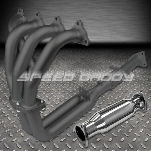 4-2-1 stainless black exhaust manifold header+high flow cat for prelude si h23a1