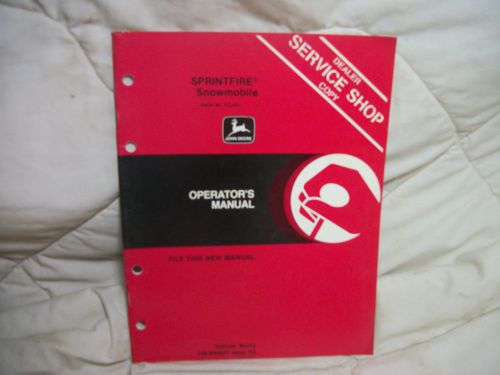 John deere snowmobile owner operators manual omm69631 sprintfire snowmobile