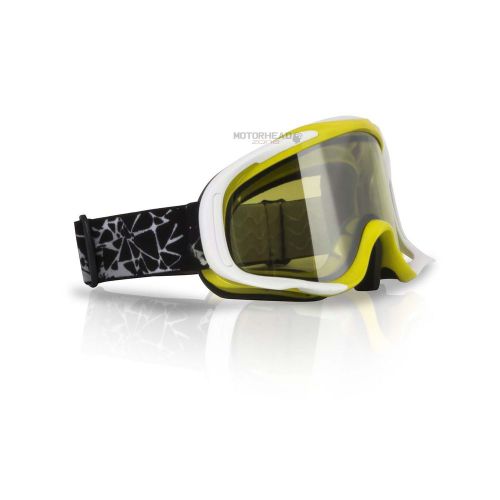 Kimpex snowmobile ckx falcon snow goggle hi-viz/white anti-fog adult yellow lens