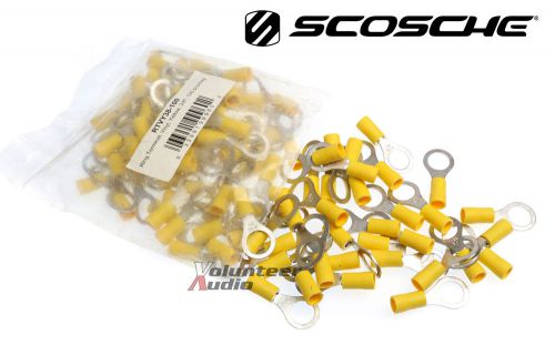 Scosche vinyl ring terminal yellow 3/8&#034; 12-10 gauge 100 pieces/bag