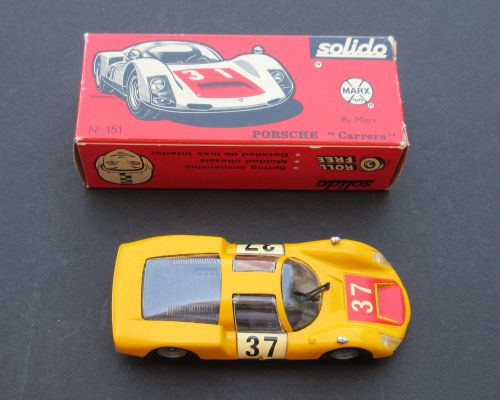 Yellow solido #151, porsche &#034;carrera&#034; racer, 1/43 scale, with original box!