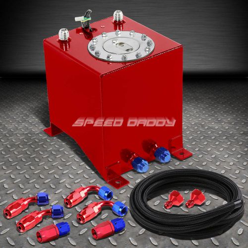 2.5 gallon/9.5l red aluminum fuel cell gas tank+level sender+nylon fuel line kit