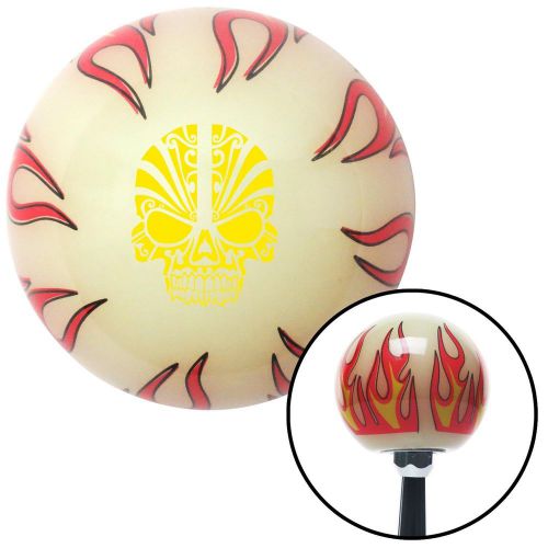 Yellow skull 5 ivory flame shift knob with m16 x 1.5 insertlever billard stick