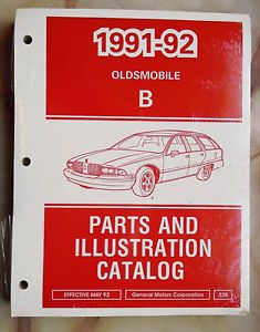 1991-1992 oldsmobile custom cruiser parts &amp; illustration catalog