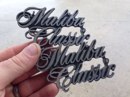 2 original chevrolet malibu classic metal emblems