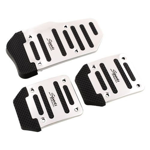 Hot 3pcs car vehicle non-slip pedal foot treadle cover pad black+silver