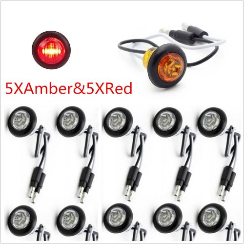 5 pcs 12v red&amp;amber hawkeye bullet led car truck side marker lights signal lamps