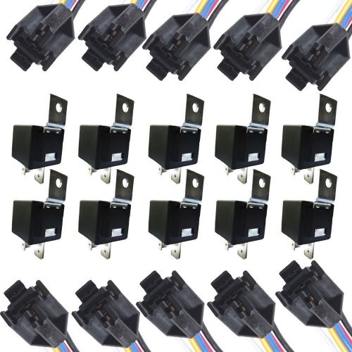 10 x car truck alarm 12v volt dc 40a amp relay &amp; socket spdt 5pin 5 wire