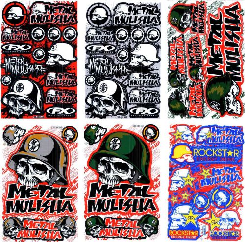 6 sheets new metal mulisha car motocross enduro bike racing decal sticker sm43