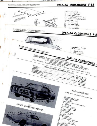 1966 1967 oldsmobile f85 cutlass 442 motors original body frame illustrations m2