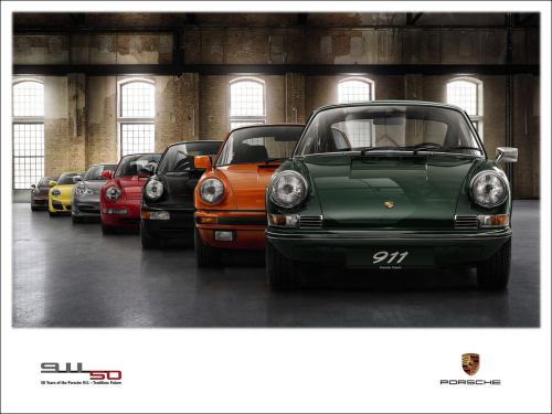 Porsche 911 50 years anniversary evolution poster huge (100cm x 73cm) + gift