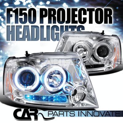 Ford 04-08 f150 lincoln 06-08 mark lt led halo projector headlights lamp chrome