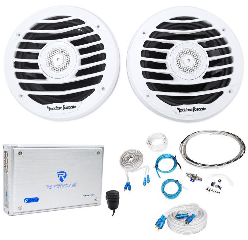 2) rockford fosgate pm2652x 6.5&#034; marine component speakers+4ch amplifier+amp kit