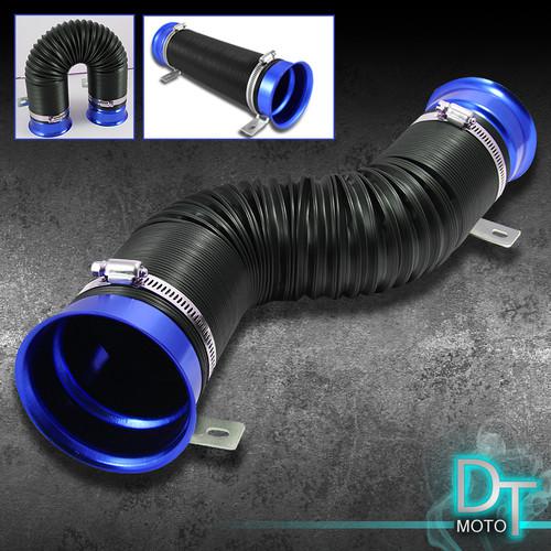 Blue 360° flexible cold air intake pipe duct tube kit with mounting clamps