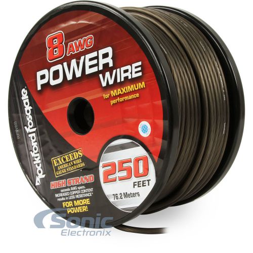 New rockford fosgate rfw8b 250 foot spool 8 awg frosted black wire