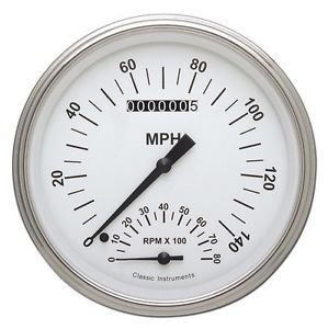 Classic instruments wh50src speed / tach 140 mph / 8,000 rpm - white hot -