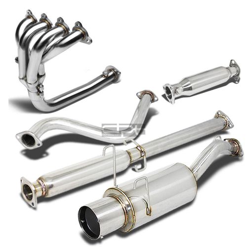 For del sol eg 4.5&#034; muffler tip stainless steel catback+4-1 header+pipe exhaust