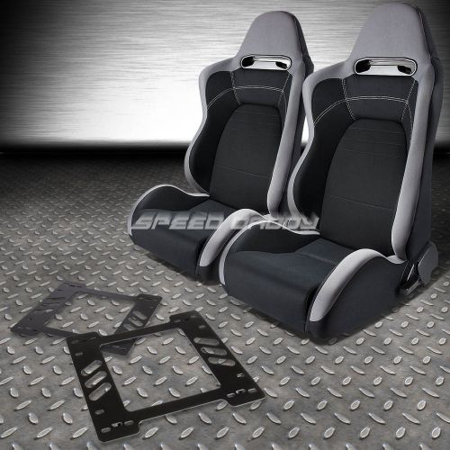 Pair type-r gray black cloth sport racing seat+bracket for 78-88 monte carlo