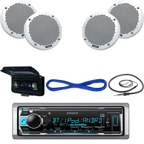 Kenwood usb bluetooth marine receiver, cover, 6&#034; 150w speakers w/ wires, antenna